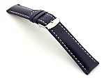 (image for) Padded Genuine Leather Watch Strap SAHARA Blue/White 22mm