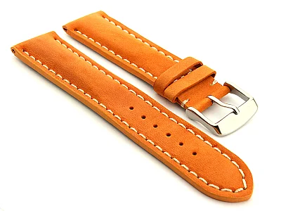 (image for) Padded Genuine Leather Watch Strap SAHARA Orange/White 20mm (1)