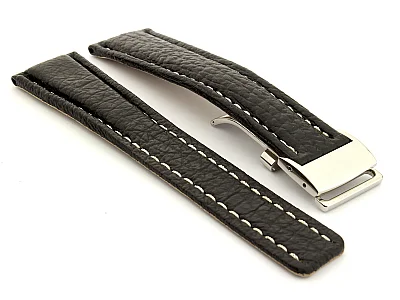 (image for) Shark Skin Watch Strap for Breitling Black 20mm/18mm (1)