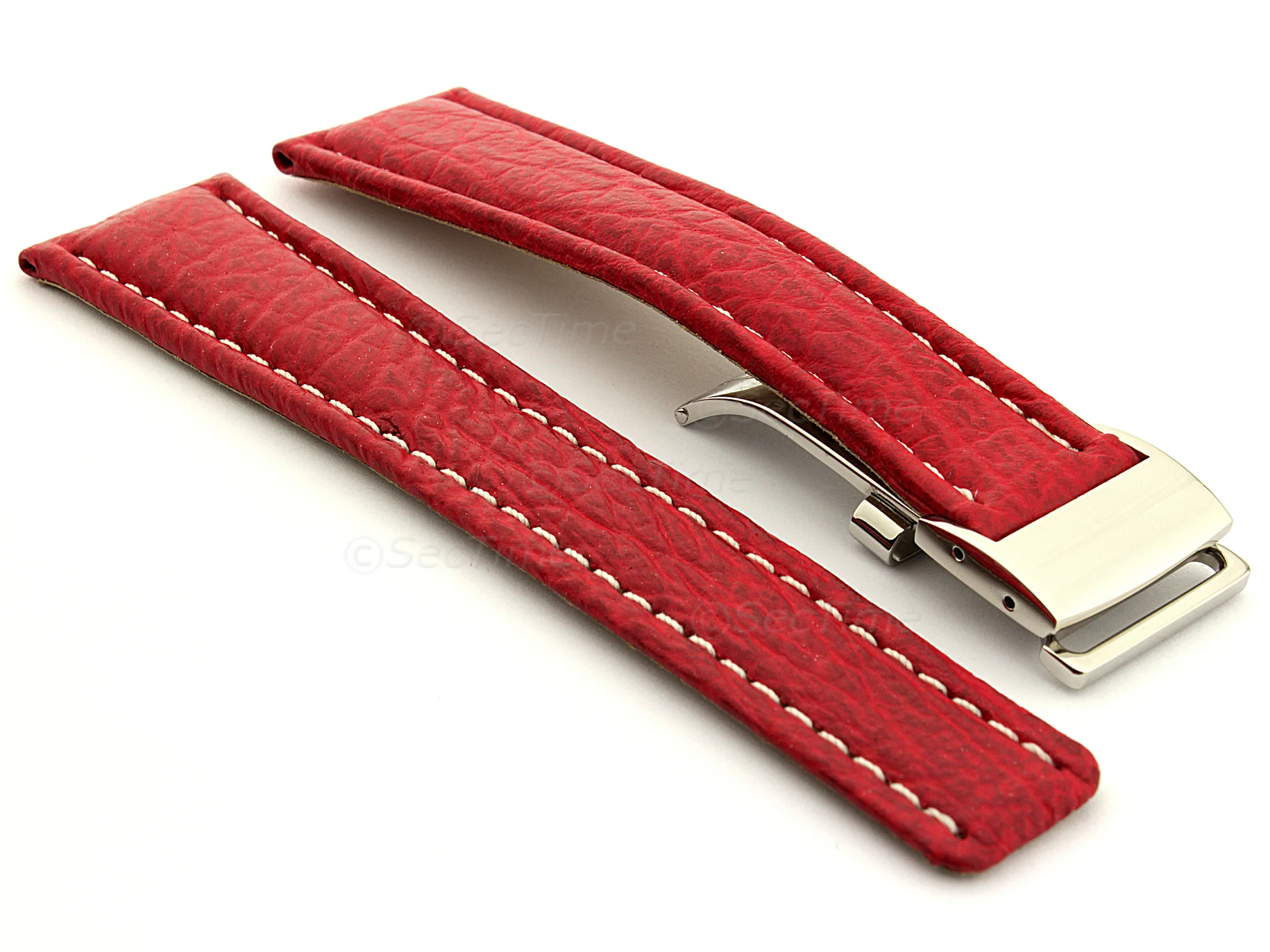 (image for) Shark Skin Watch Strap for Breitling Red 22mm/18mm (1)
