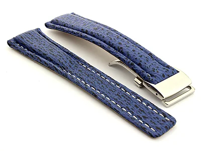 (image for) Shark Skin Watch Strap for Breitling Blue 22mm/18mm (1)