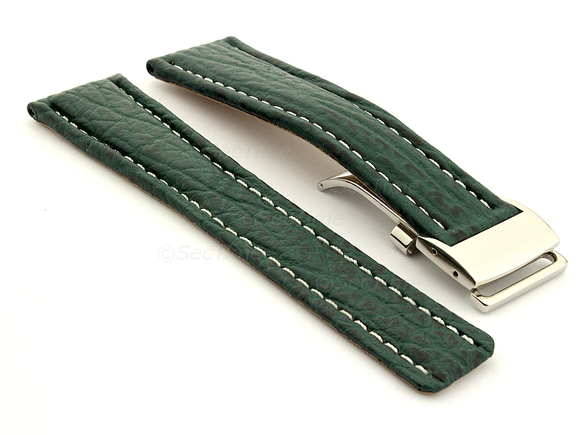 (image for) Shark Skin Watch Strap for Breitling Green 22mm/18mm (1)