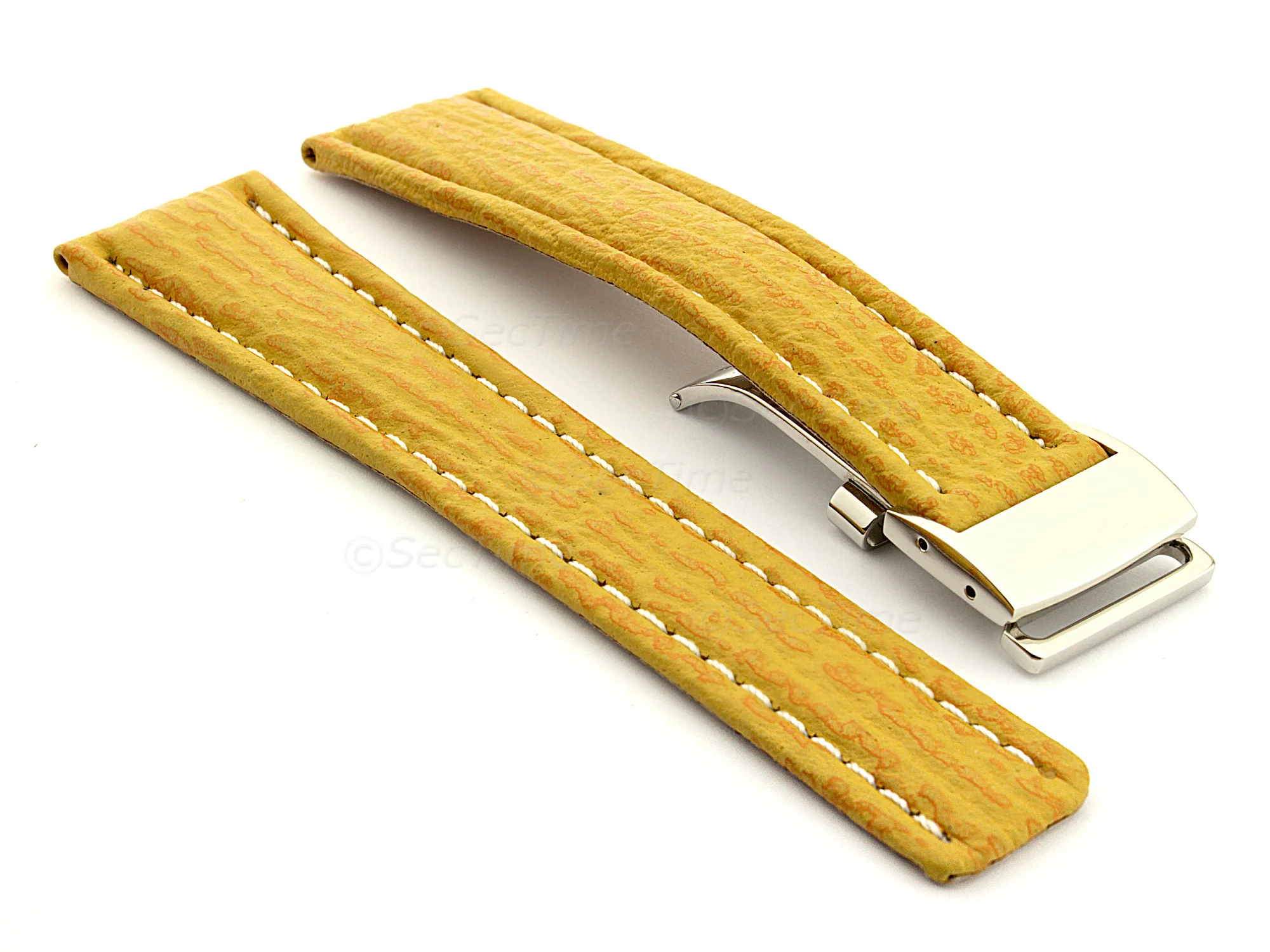 (image for) Shark Skin Watch Strap for Breitling Yellow 20mm/18mm (1)