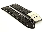 (image for) Genuine Shark Skin Watch Band with Deployment Clasp Black 18mm