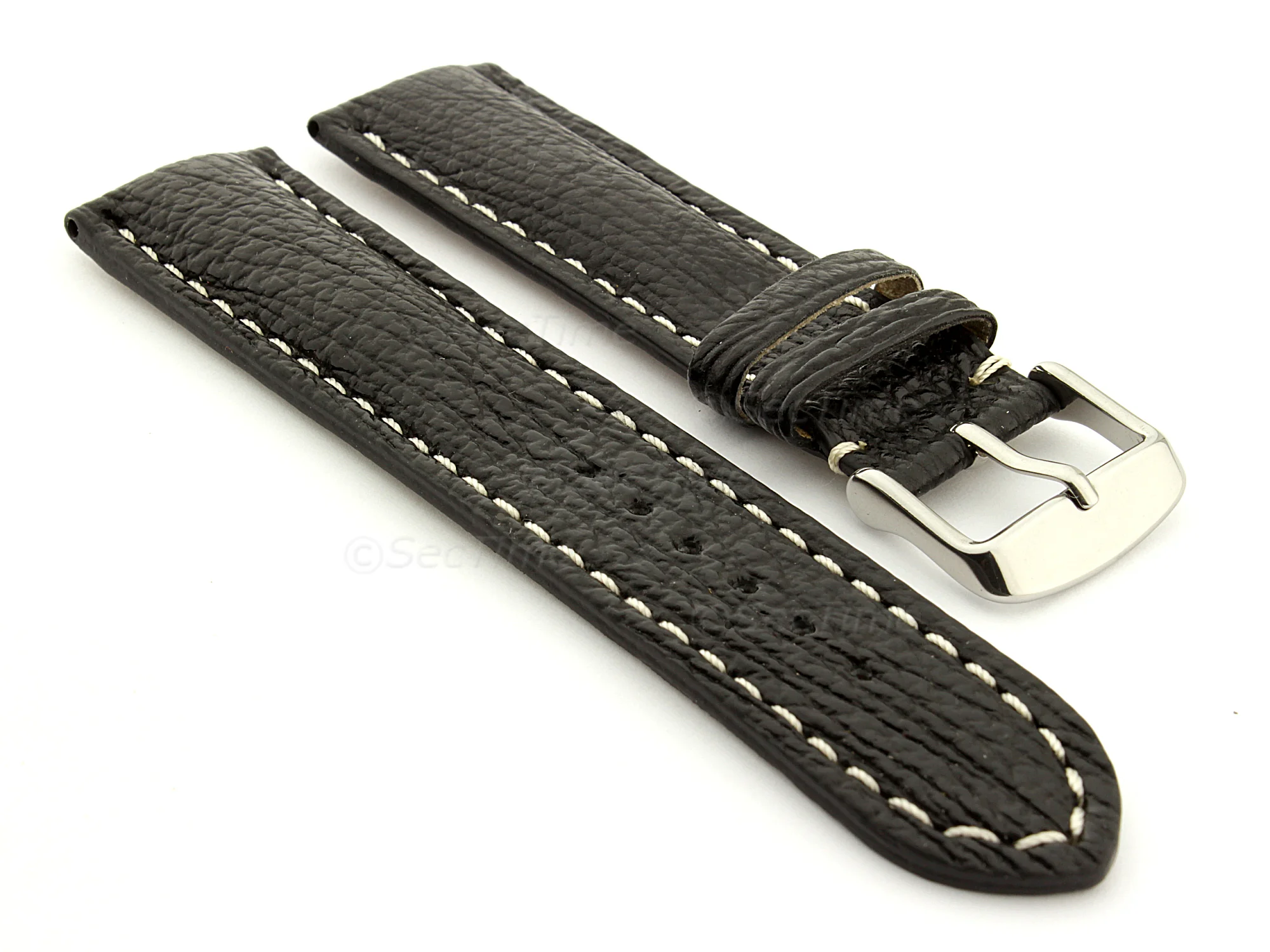 (image for) Shark Leather Watch Strap VIP Black 18mm