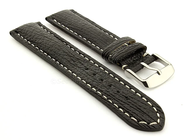 (image for) Shark Leather Watch Strap VIP Black 18mm