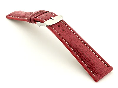 (image for) Shark Leather Watch Strap VIP Red 18mm (1)