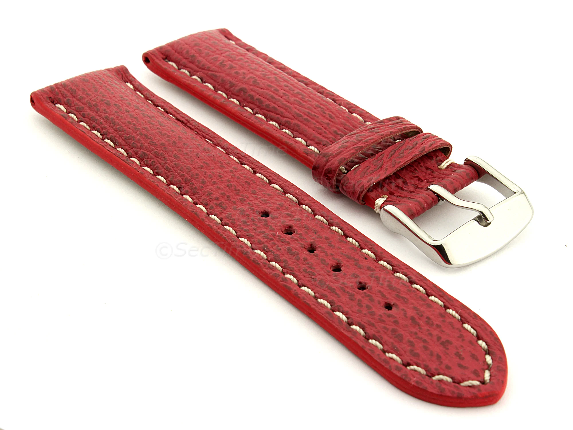 (image for) Shark Leather Watch Strap VIP Red 18mm