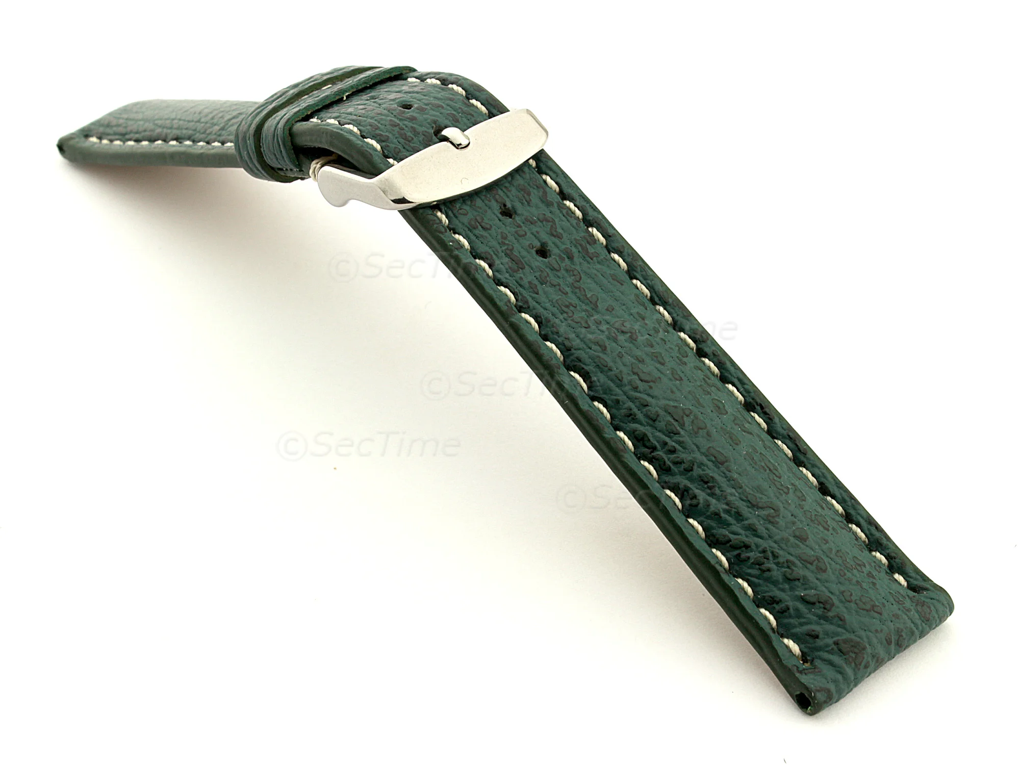 (image for) Shark Leather Watch Strap VIP Green 18mm (1)