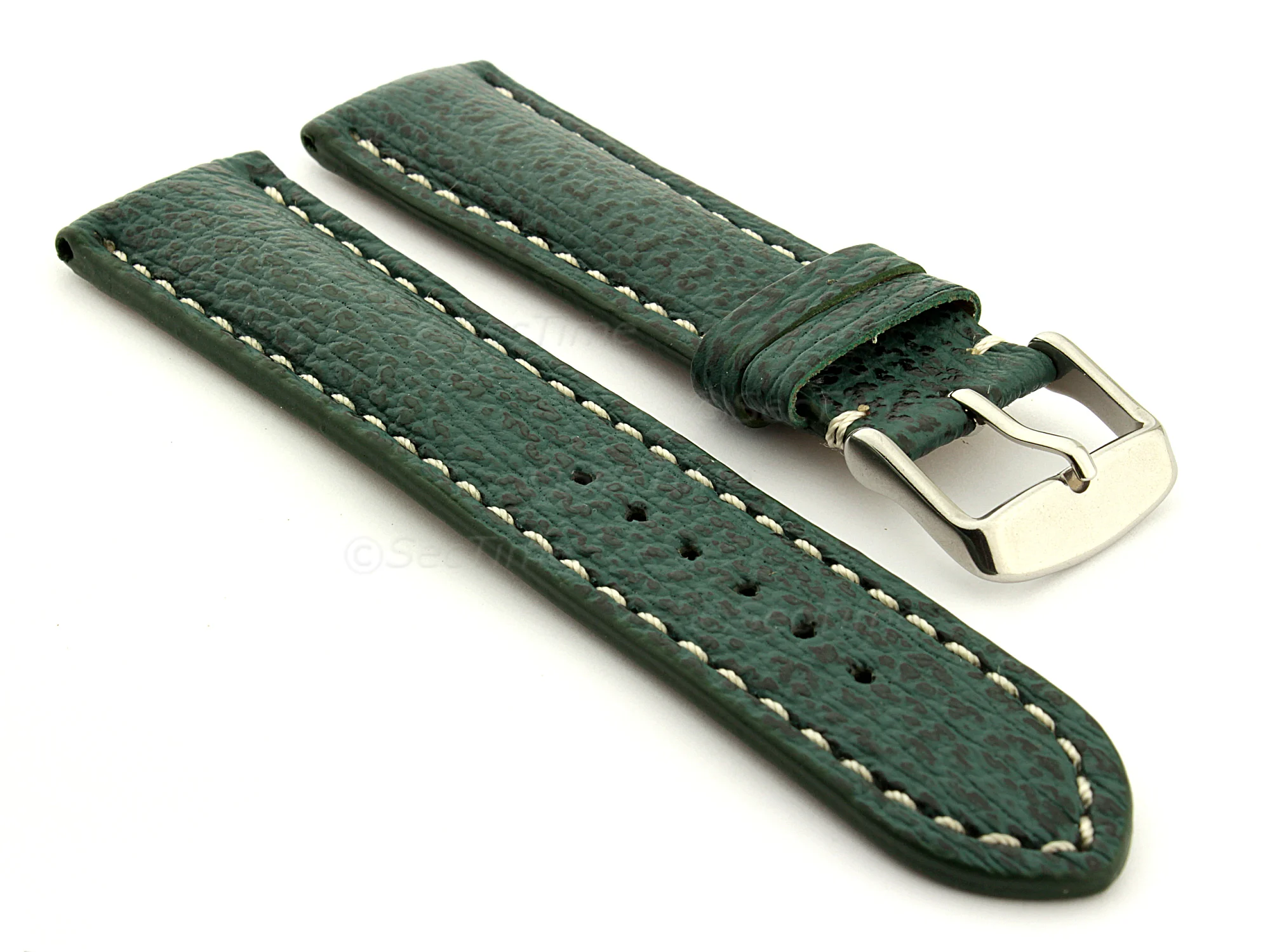 (image for) Shark Leather Watch Strap VIP Green 18mm