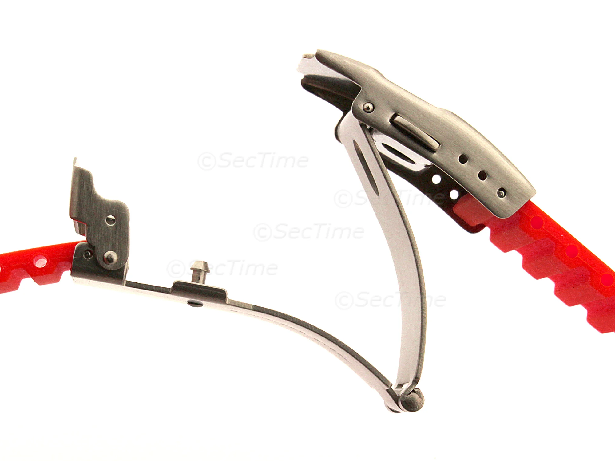 (image for) Silicone Watch Band GM with Deployment Clasp Waterproof Red 20mm (2)