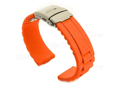 (image for) Silicone Watch Band GM with Deployment Clasp Waterproof Orange 24mm