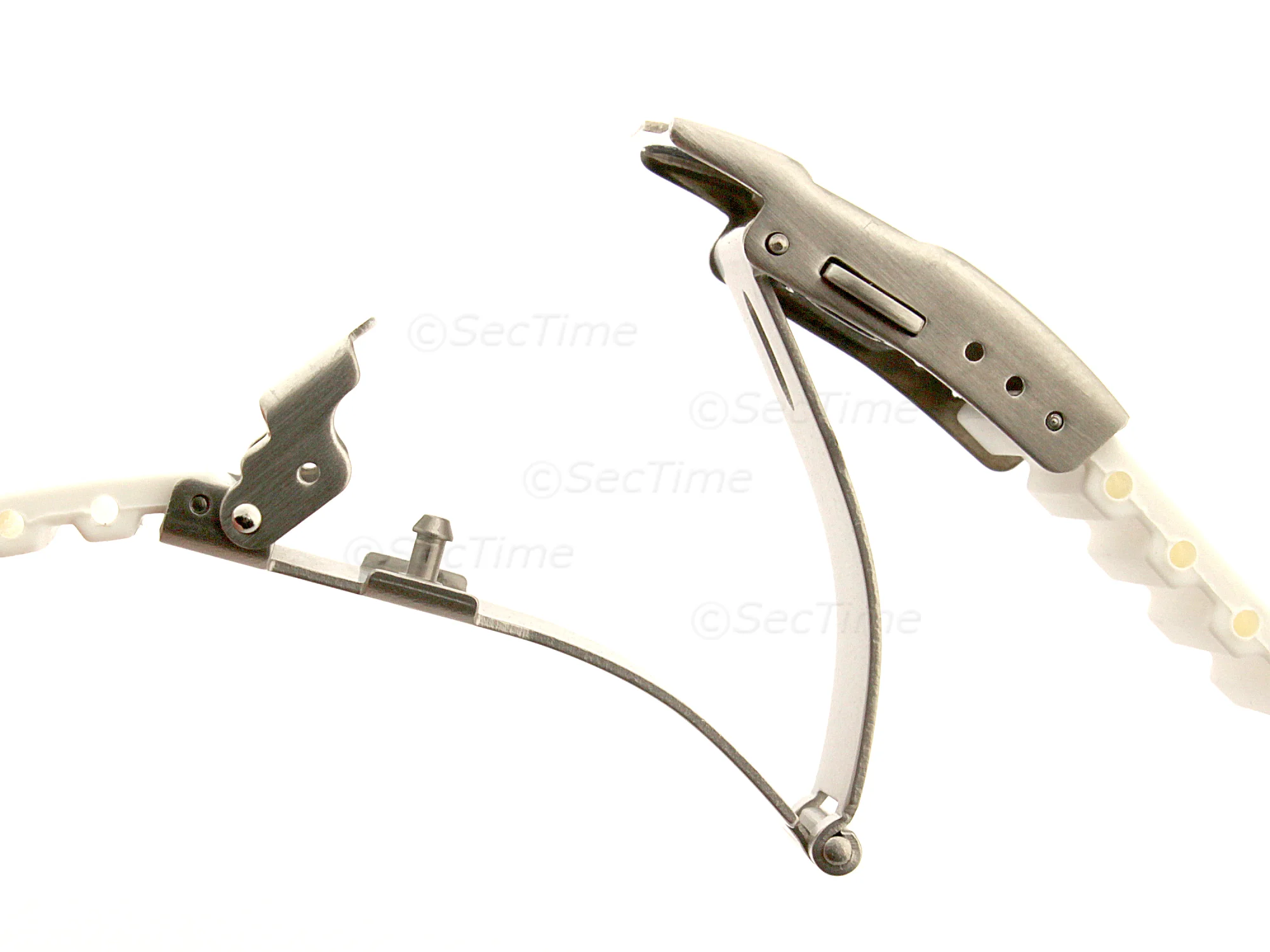 (image for) Silicone Watch Band GM with Deployment Clasp Waterproof White 20mm (2)