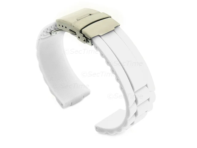 (image for) Silicone Watch Band GM with Deployment Clasp Waterproof White 20mm