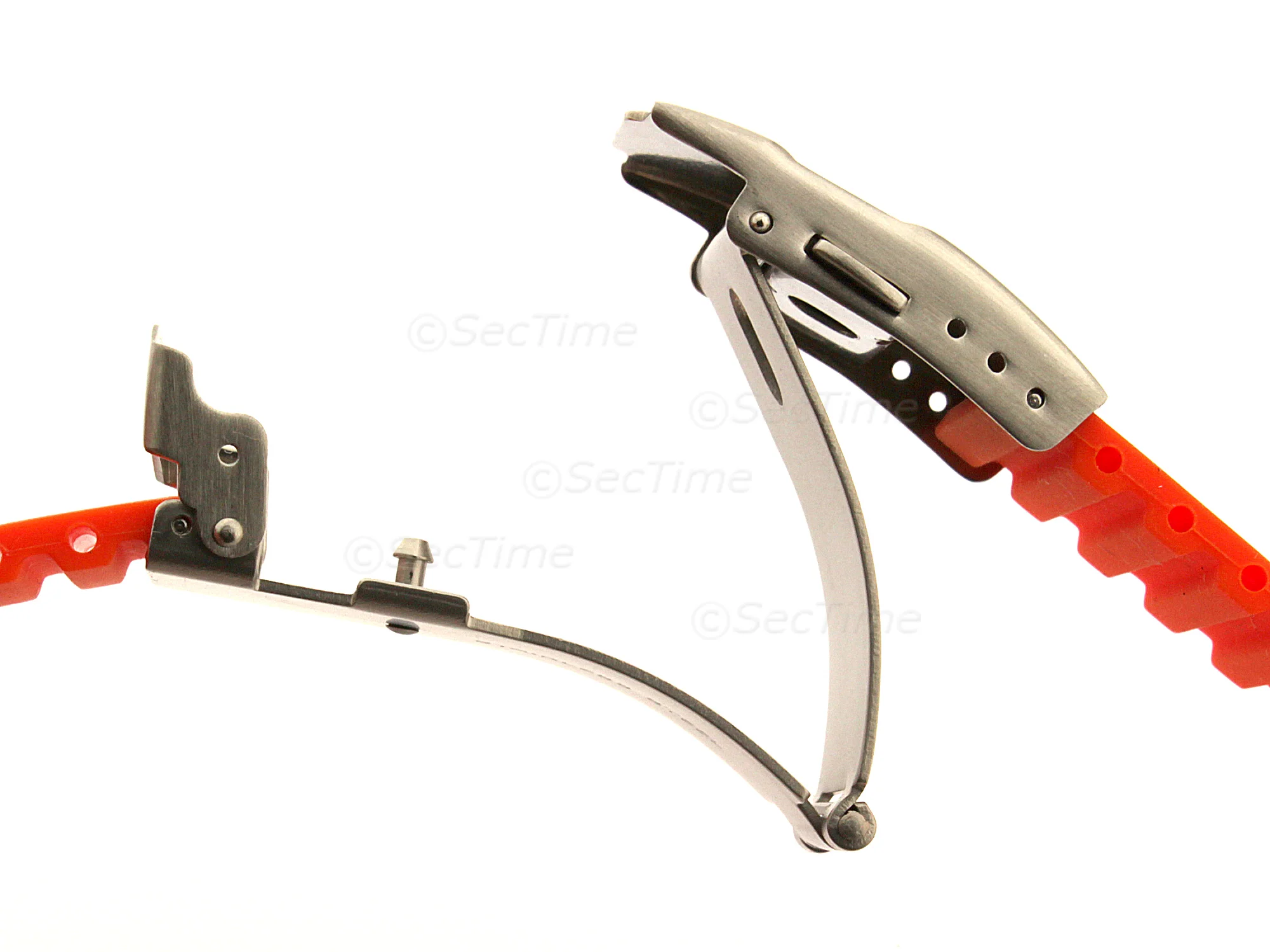 (image for) Silicone Watch Strap GS with Deployment Clasp Waterproof Orange 18mm (2)