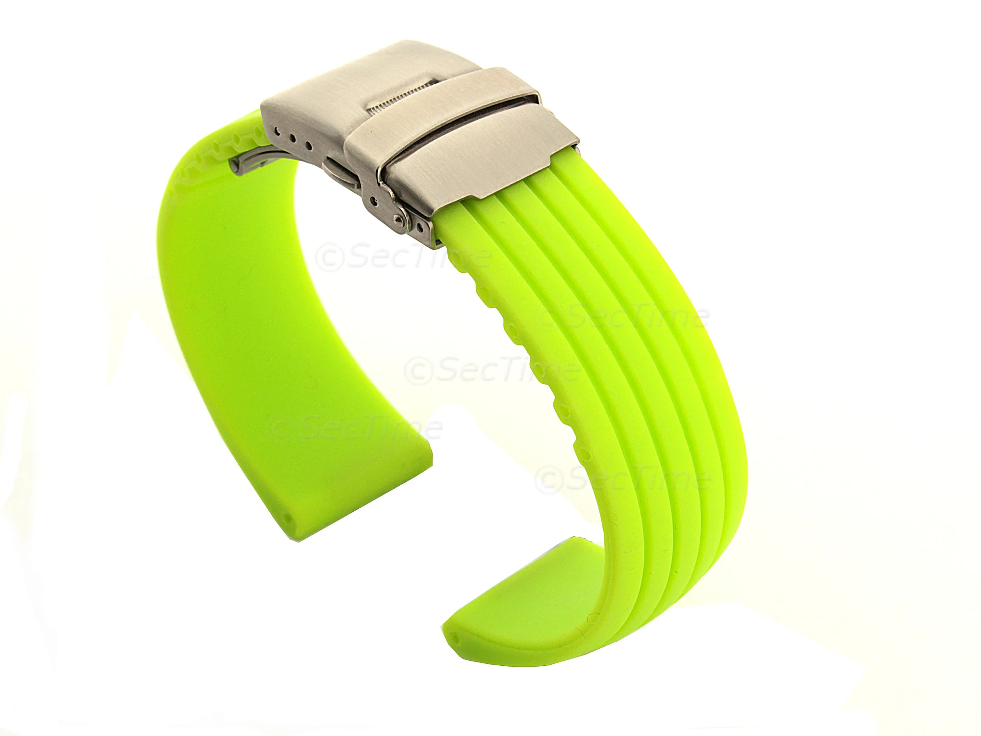 (image for) Silicone Watch Strap GS with Deployment Clasp Waterproof Green 18mm (1)