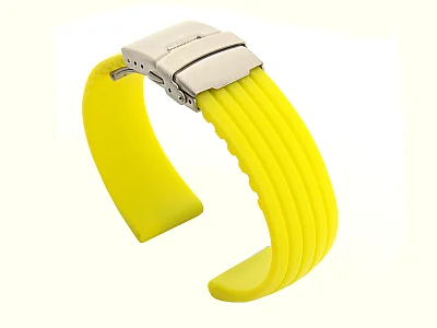(image for) Silicone Watch Strap GS with Deployment Clasp Waterproof Yellow 18mm (1)