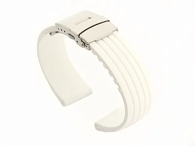 (image for) Silicone Watch Strap GS with Deployment Clasp Waterproof White 18mm (1)