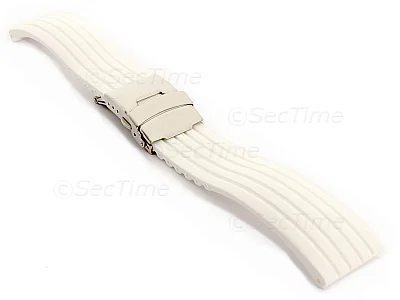 (image for) Silicone Watch Strap GS with Deployment Clasp Waterproof White 22mm