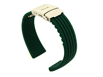 (image for) Silicone Watch Strap GS with Deployment Clasp Waterproof Dark Green 22mm (1)