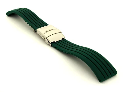 (image for) Silicone Watch Strap GS with Deployment Clasp Waterproof Dark Green 22mm