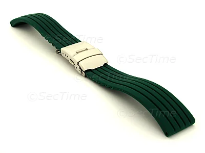 (image for) Silicone Watch Strap GS with Deployment Clasp Waterproof Dark Green 24mm