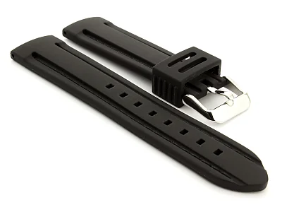 (image for) Silicon Rubber Waterproof Watch Strap Panor Black / Black 20mm