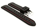 (image for) Silicon Rubber Waterproof Watch Strap Panor Black / Red 22mm