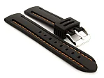 (image for) Silicon Rubber Waterproof Watch Strap Panor Black / Orange 22mm