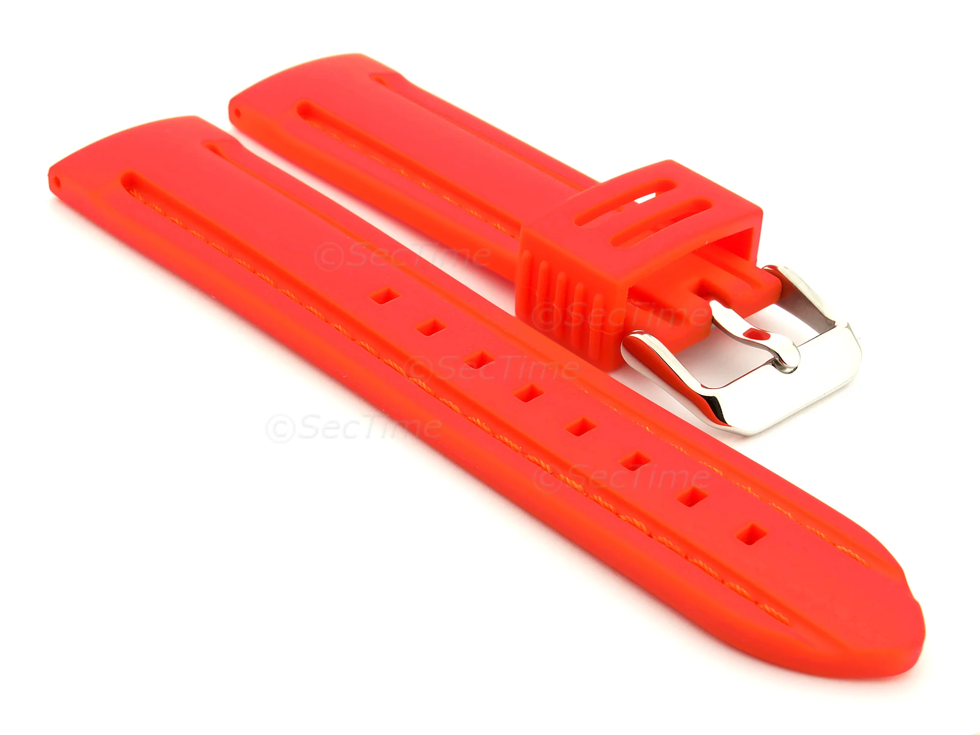 (image for) Silicon Rubber Waterproof Watch Strap Panor Red / Red 22mm