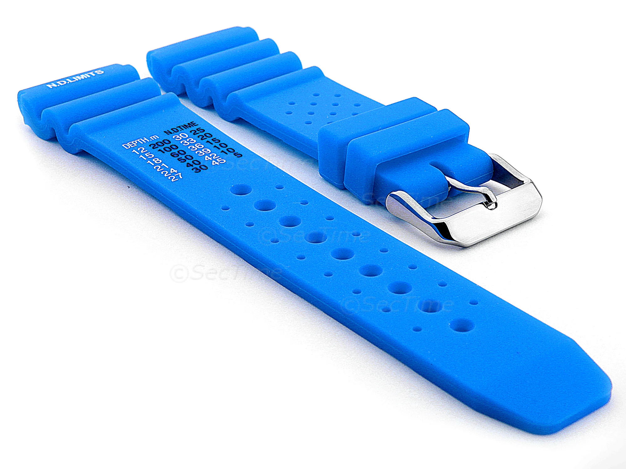 (image for) Silicone Rubber Watch Strap Band PRO Waterproof N.D.LIMITS Sky Blue 18mm