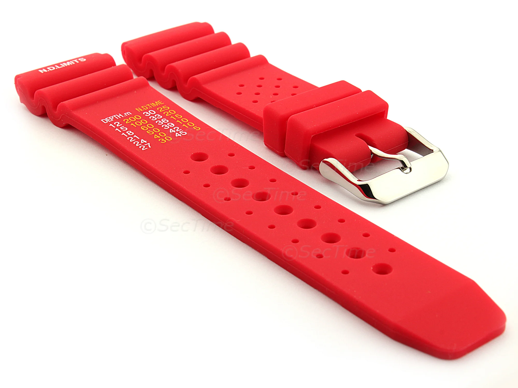 (image for) Silicone Rubber Watch Strap Band PRO Waterproof N.D.LIMITS Red 20mm