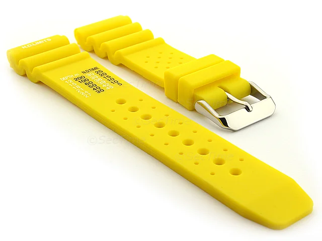 (image for) Silicone Rubber Watch Strap Band PRO Waterproof N.D.LIMITS Yellow 18mm