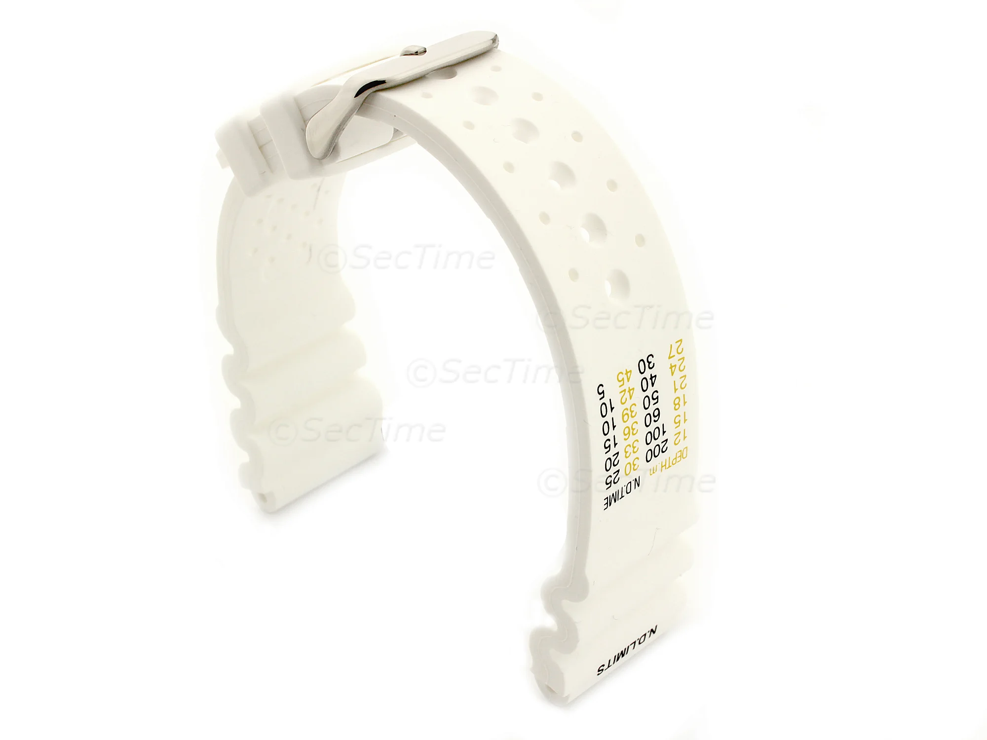 (image for) Silicone Rubber Watch Strap Band PRO Waterproof N.D.LIMITS White 18mm (1)
