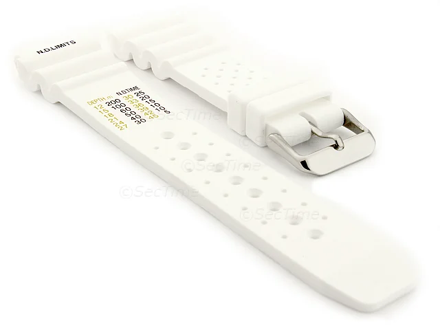 (image for) Silicone Rubber Watch Strap Band PRO Waterproof N.D.LIMITS White 18mm
