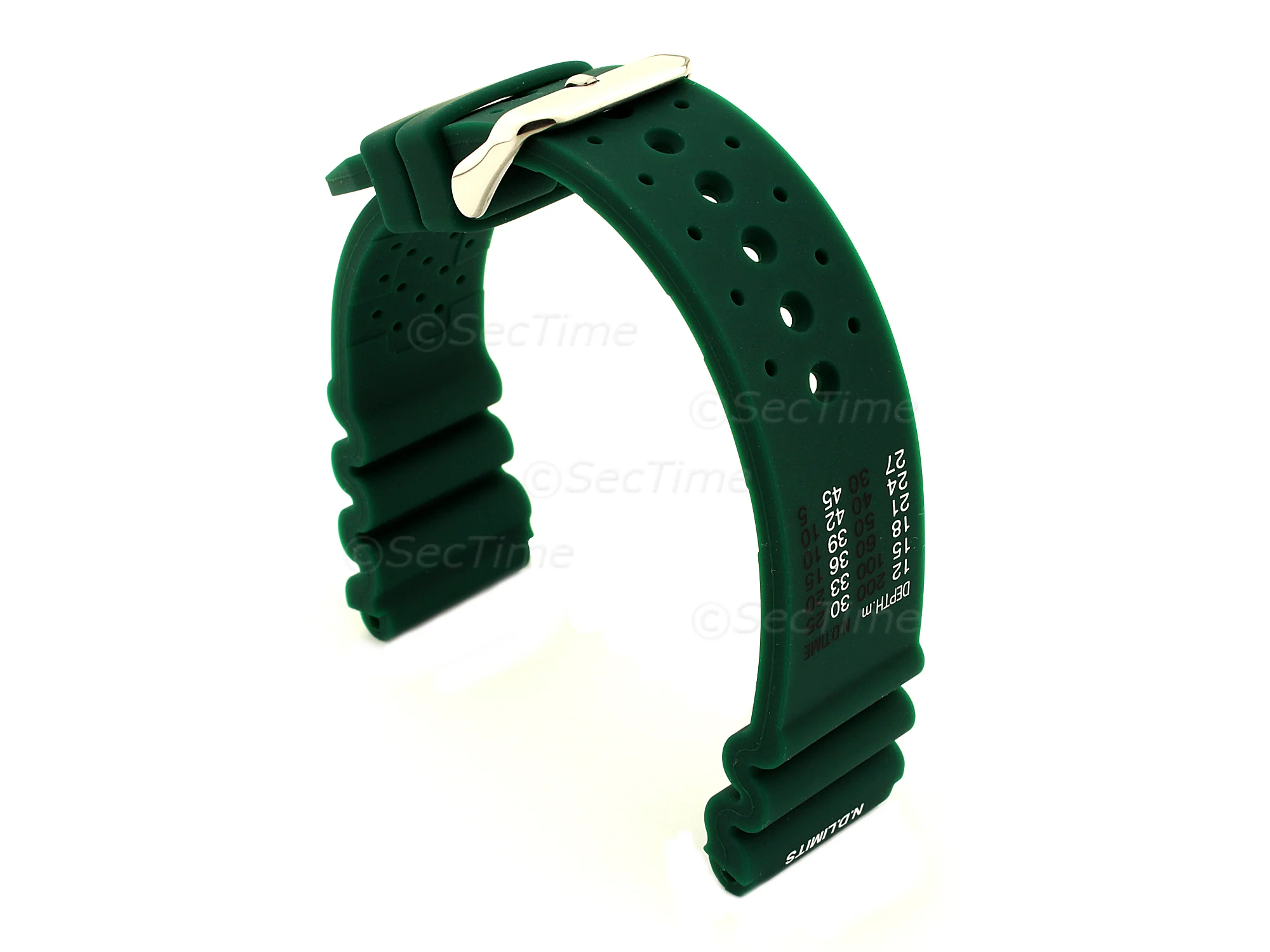 (image for) Silicone Rubber Watch Strap Band PRO Waterproof N.D.LIMITS Green 22mm (1)