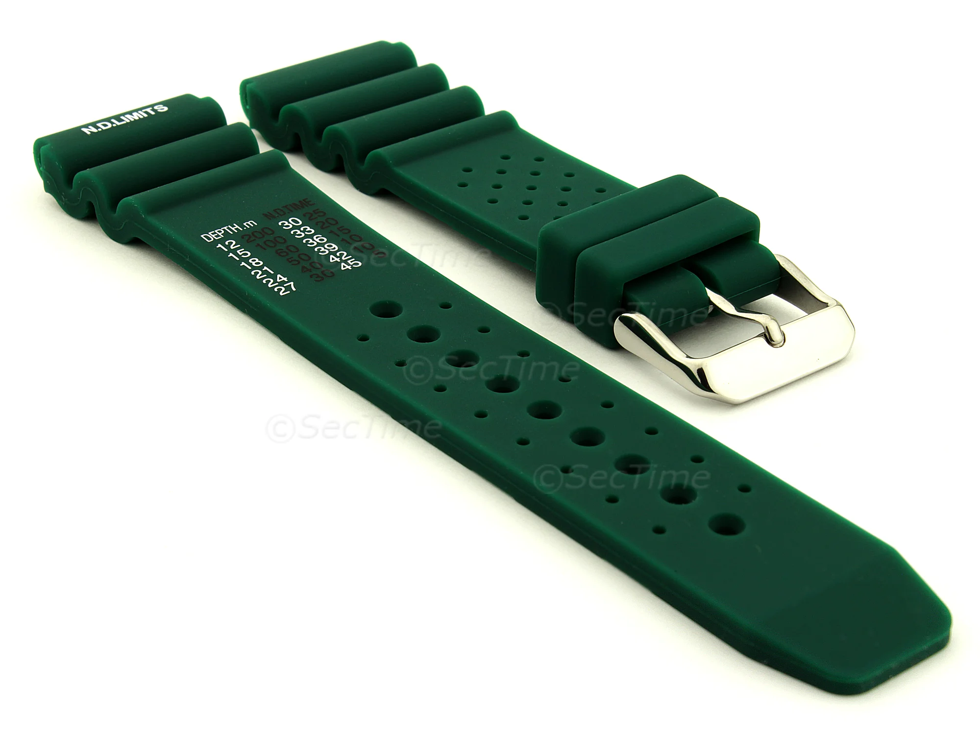 (image for) Silicone Rubber Watch Strap Band PRO Waterproof N.D.LIMITS Green 22mm