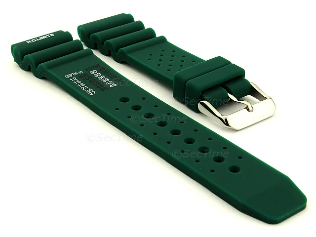 (image for) Silicone Rubber Watch Strap Band PRO Waterproof N.D.LIMITS Green 22mm