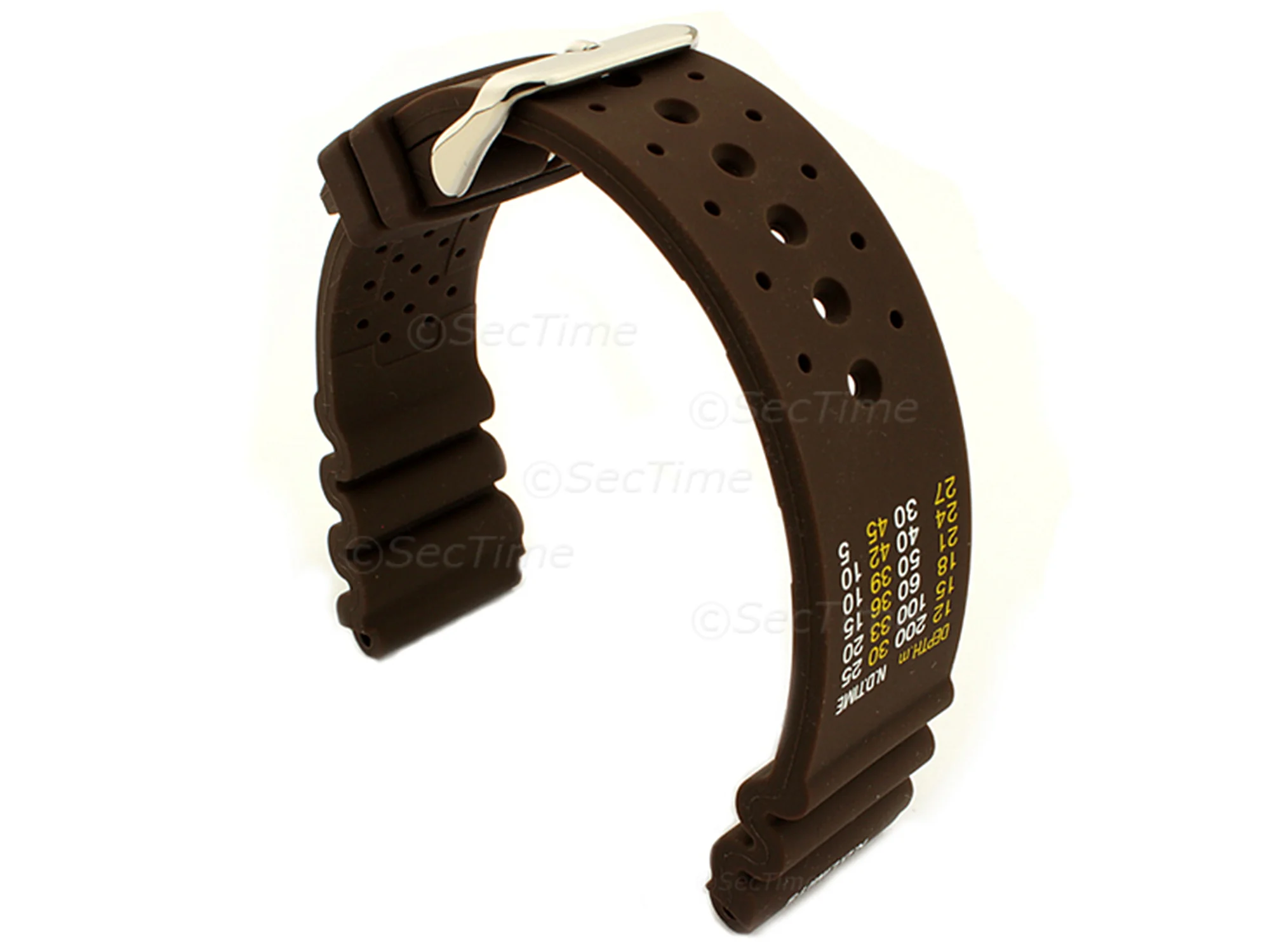 (image for) Silicone Rubber Watch Strap Band PRO Waterproof N.D.LIMITS Brown 20mm (1)