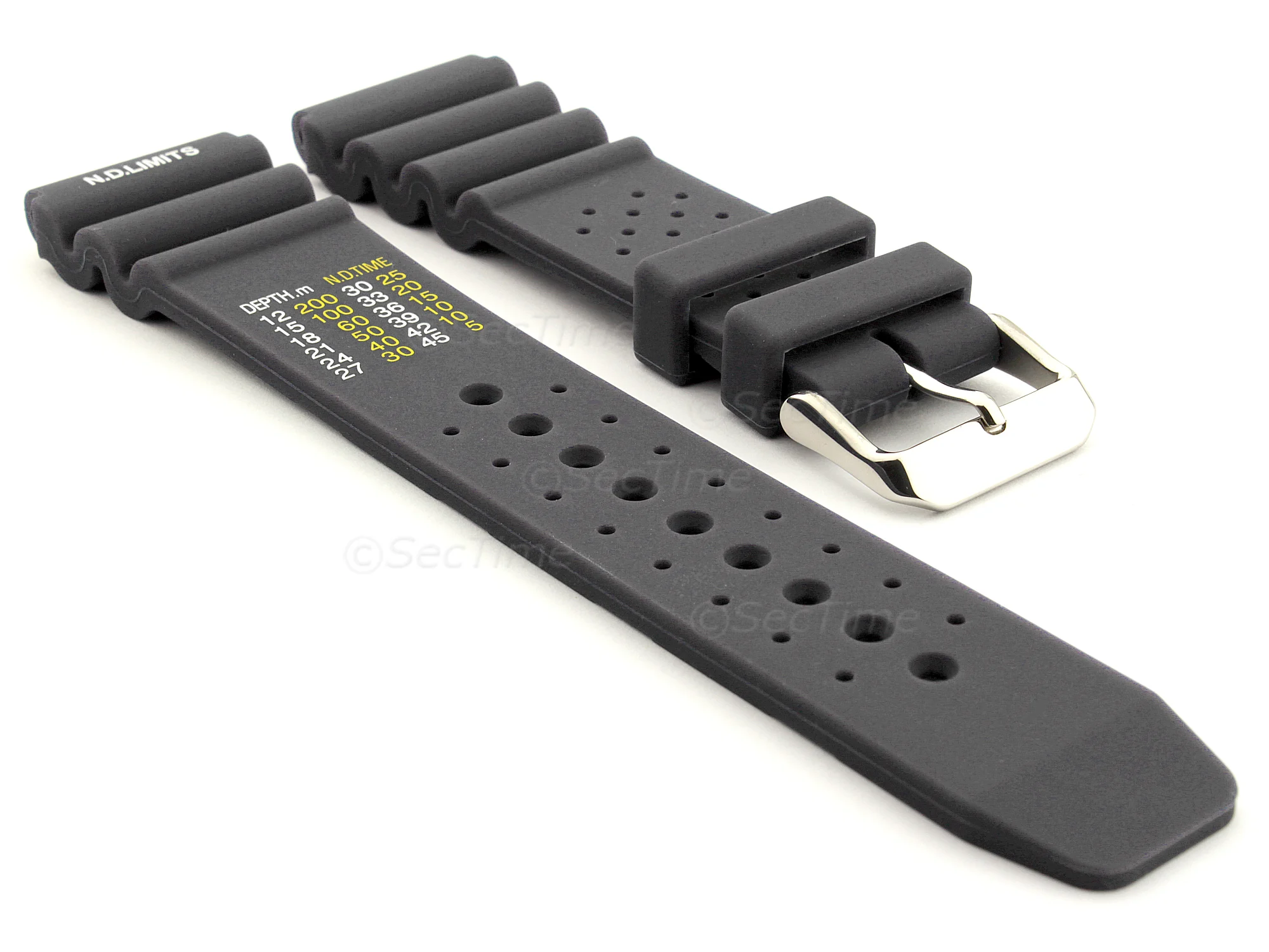 (image for) Silicone Rubber Watch Strap Band PRO Waterproof N.D.LIMITS Grey 18mm