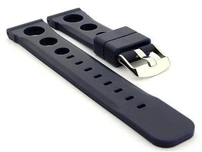 (image for) Silicone Watch Strap SH Perforated, Waterproof Blue 20mm (1)