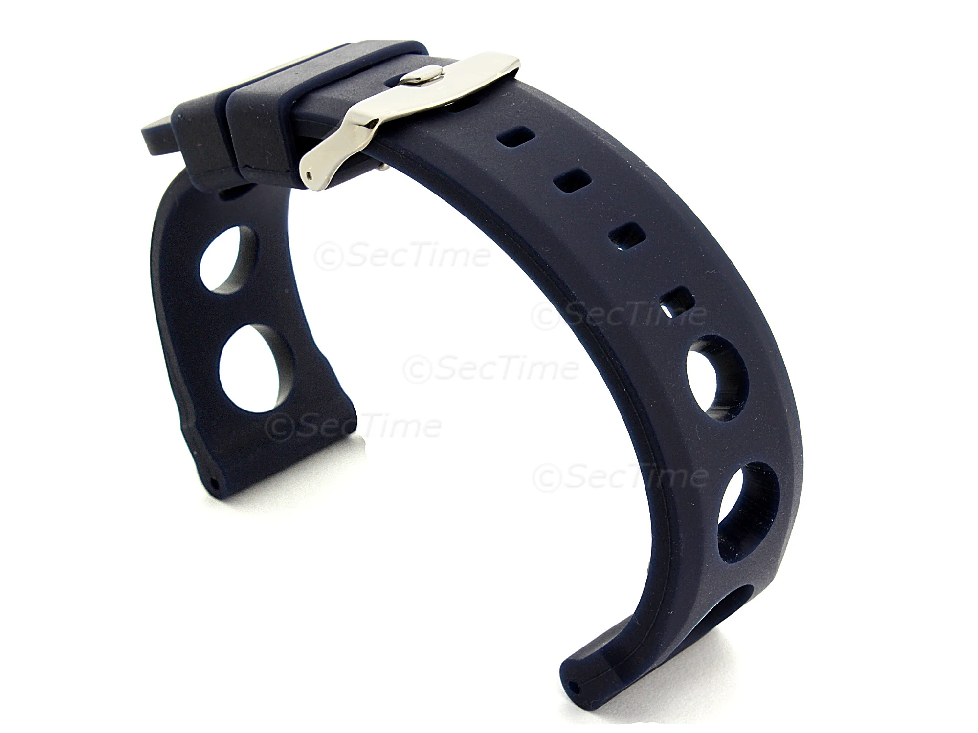 (image for) Silicone Watch Strap SH Perforated, Waterproof Blue 20mm
