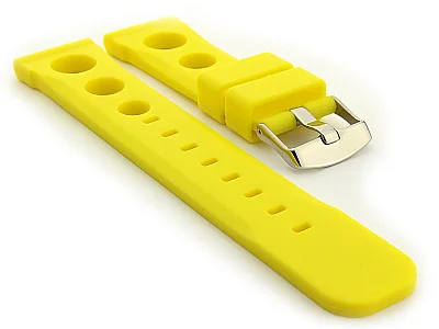 (image for) Silicone Watch Strap SH Perforated, Waterproof Yellow 18mm (1)