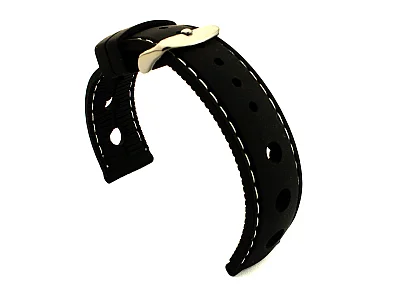 (image for) WATCH STRAP Silicon SPORTS Waterproof Stainless Steel Buckle Black/White 20mm