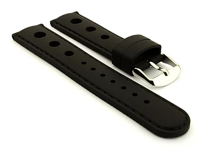 (image for) WATCH STRAP Silicon SPORTS Waterproof Stainless Steel Buckle Black/Black 20mm (1)