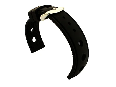 (image for) WATCH STRAP Silicon SPORTS Waterproof Stainless Steel Buckle Black/Black 20mm