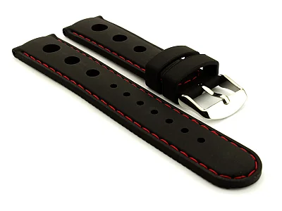 (image for) WATCH STRAP Silicon SPORTS Waterproof Stainless Steel Buckle Black/Red 20mm (1)