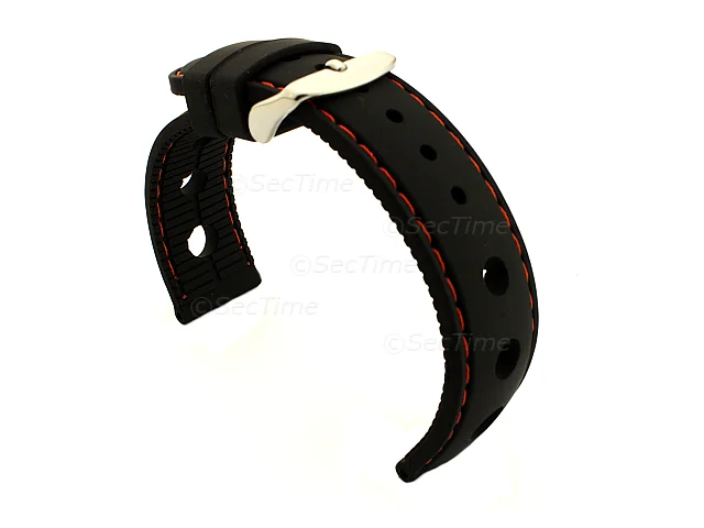 (image for) WATCH STRAP Silicon SPORTS Waterproof Stainless Steel Buckle Black/Orange 20mm