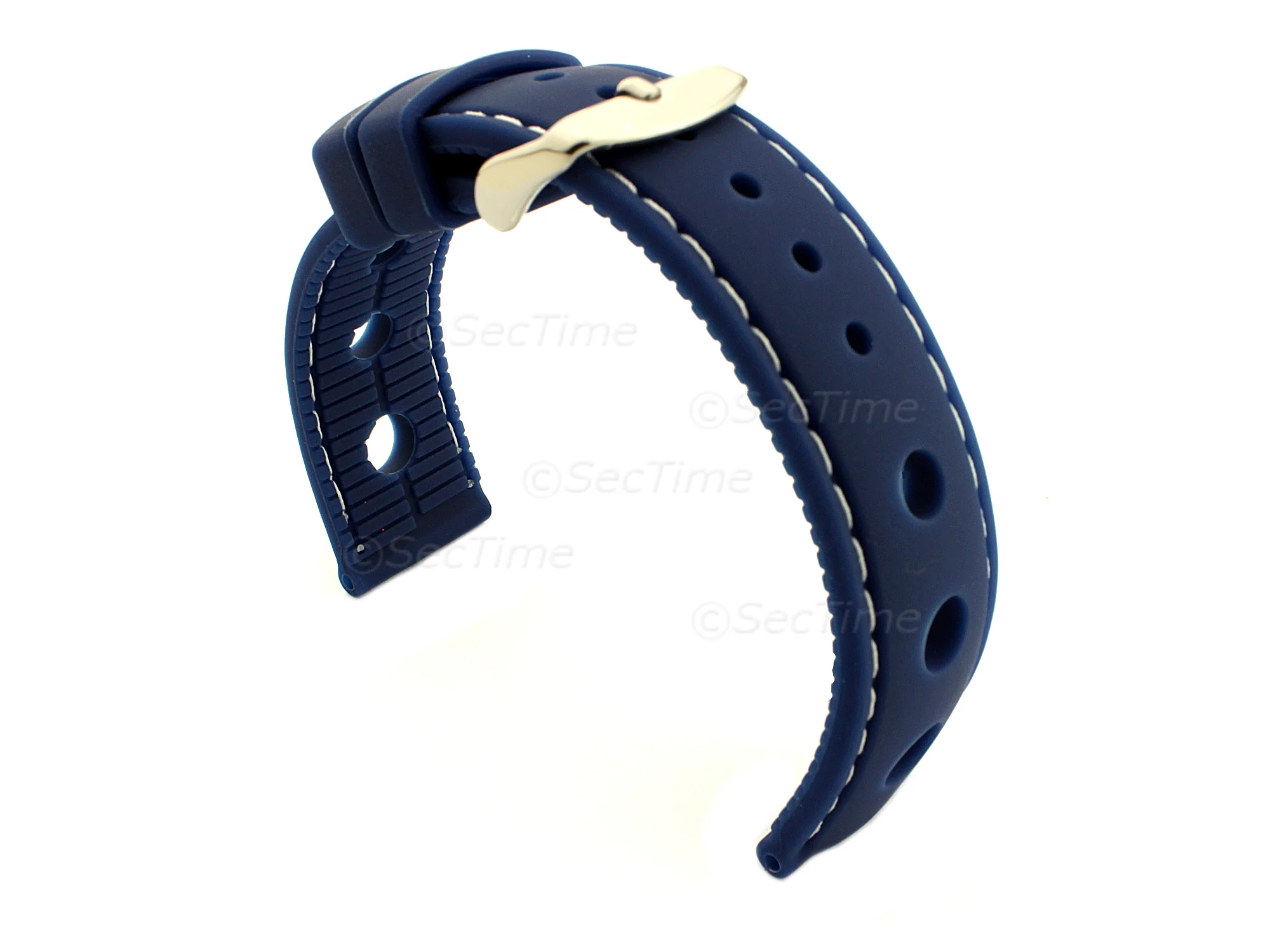 (image for) WATCH STRAP Silicon SPORTS Waterproof Stainless Steel Buckle Blue/White 20mm