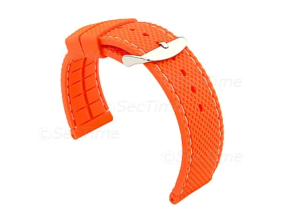 (image for) 16mm Orange/White - Silicon Watch Strap / Band with Thread, Waterproof